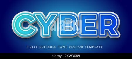 Cyber 3D Text Effect Editable Template Stock Vector