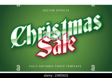 Christmas Sale Text Effect Editable Template Stock Vector