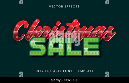 Christmas Sale Text Effect Editable Template Stock Vector