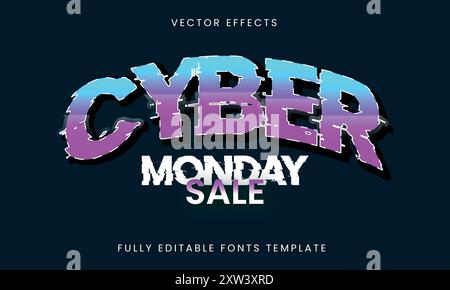 Cyber Monday Sale Banner Text Effect Editable Template Stock Vector