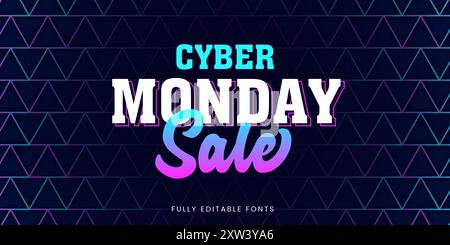 Cyber Monday Sale Banner Text Effect Editable Template Stock Vector