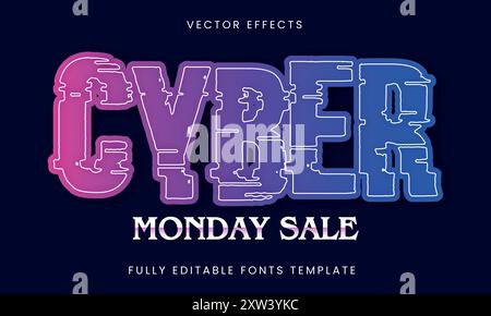 Cyber Monday Sale Text Effect Editable Template Stock Vector
