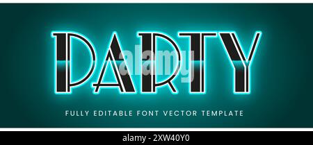 Party Neon Text Effect Editable Template Stock Vector