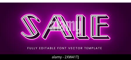 Sale Neon Text Effect Editable Template Stock Vector