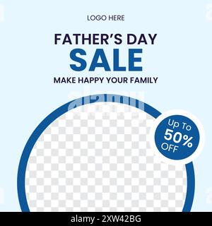 Father’s Day Sale Flyer with Blue Minimalist Design Stock Vector
