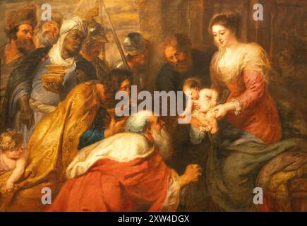 Detail close up of Peter Paul Rubens painting, 'The Adoration of the Magi', 1633-34; Kings College Chapel Cambridge UK. 17th century art, Stock Photo