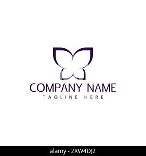 Minimalist Butterfly Logo Design - Elegant and Simple Nature-Inspired Branding Stock Vector