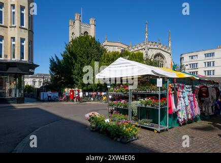 Market Place and St Mary's Church Cambridge Cambridgeshire Stock Photo