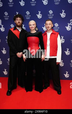 Clean Bandit's Jack Patterson, Grace Chatto and Luke Patterson during The National Lottery's Team GB Homecoming at the AO Arena, Manchester. Picture date: Saturday August 17, 2024. Stock Photo