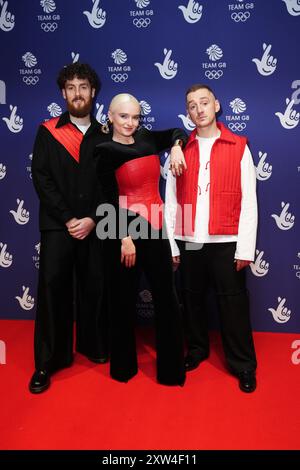 Clean Bandit's Jack Patterson, Grace Chatto and Luke Patterson during The National Lottery's Team GB Homecoming at the AO Arena, Manchester. Picture date: Saturday August 17, 2024. Stock Photo