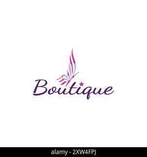 Modern Boutique Logo with Butterfly Stock Vector