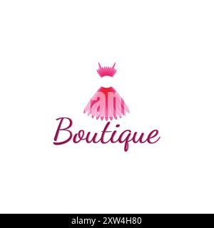 Boutique Logo with pink dress Stock Vector