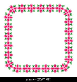 Pink Floral Frame for Invitation Card, Flower Border Stock Vector