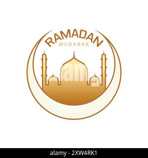Ramadan Mubarak Gold Greeting Card Stock Vector