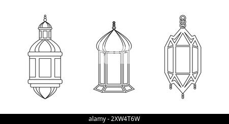 Set of Arabic Lanterns Vector Template Stock Vector