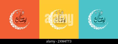 Set of Ramadan Mubarak Greeting Card Template Stock Vector