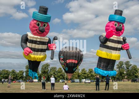 Northampton, UK. 17th Aug, 2024. Northampton 17 August 2024:The Bassett Balloons opening the Northampton Balloon Festival 2024 Credit: Clive Stapleton/Alamy Live News Stock Photo