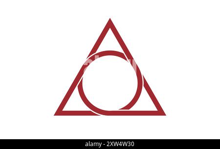 sacred geometrical figure of a circle inscribed in a triangle, the vector logo tattoo mythological symbol round triangle isolated on white background Stock Vector