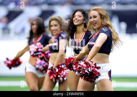 Houston, Texas, USA. 17th Aug, 2024. Houston Texans cheerleaders perform at midfield prior to the game between the Houston Texans and the New York Giants at NRG Stadium in Houston, TX on August 17, 2024. (Credit Image: © Erik Williams/ZUMA Press Wire) EDITORIAL USAGE ONLY! Not for Commercial USAGE! Stock Photo