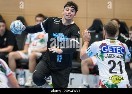 Marko Grgic (ThSV Eisenach, #17), Lagergren, Albin (SC Magdeburg, #21)  GER, ThSV Eisenach gegen SC Magdeburg, Handball, Diakin 1. Handballbundesliga Maenner, 2.Wartburg Cup, Spielzeit 2024/2025, Samstag, 17.08.2024, 18.30Uhr, Thueringen  Foto: Eibner-Pressefoto/Martin Herbst Stock Photo