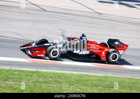 Madison, IL August 16, 2024: 8th Annual Bommarito Automotive Group 500 INDYCAR race at WWTR raceway. Practice session. Stock Photo