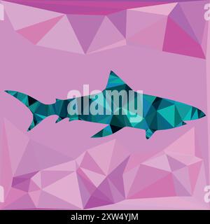 polygon triangular shapes wild shark abstract vector illustration artwork modern design Stock Vector