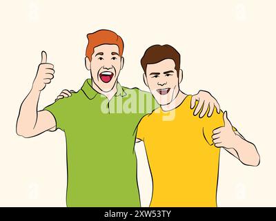Friends Showing Thumbs Up - Friendship Concept Illustration Stock Vector