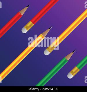 Realistic Colored Pencils - Art Supplies Illustration Stock Vector
