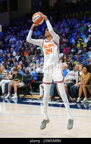 Arlington, United States. 16th Aug, 2024. Forward DeWanna Bonner #24 of Connecticut Sun shoots the ball during the WNBA match against Dallas Wings between the Dallas Wings and Connecticut Sun at College Park Center. Final score Dallas Wings 91 - 109 Connecticut Sun. on August 16, 2024 in Arlington, Texas, United States. (Photo by Javier Vicencio/Eyepix Group) Credit: Eyepix Group/Alamy Live News Stock Photo