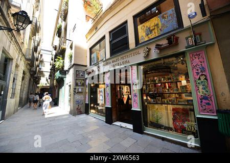 Galería Maxó Petritxol on Carrer de Petritxol in the Gothic quarter in Barcelona, Spain. Stock Photo