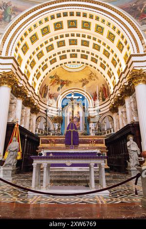 23 Mar 2023. Malta, Mosta. Sanctuary Basilica of the Assumption of Our Lady, commonly known as the Rotunda of Mosta or the Mosta Dome, is a Roman Cath Stock Photo