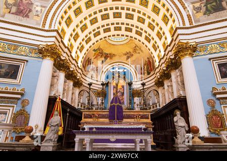 23 Mar 2023. Malta, Mosta. Sanctuary Basilica of the Assumption of Our Lady, commonly known as the Rotunda of Mosta or the Mosta Dome, is a Roman Cath Stock Photo