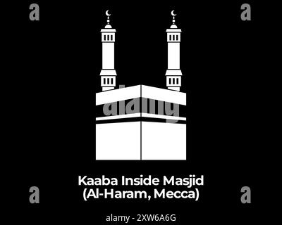 kaaba islam qibla holy sacred place pilgrimage tradition isra mijra umrah haj islam symbol ancient building design icon illustration Stock Vector