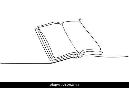 book drawn with one continuous line vector illustration Stock Vector