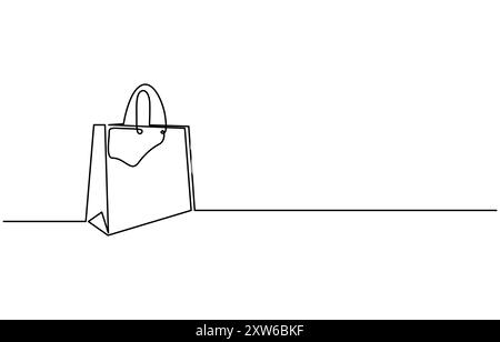 Shopping Bag Continuous Line Icon, Hand Drawn Shopping Bag Icon Vector Illustration Stock Vector