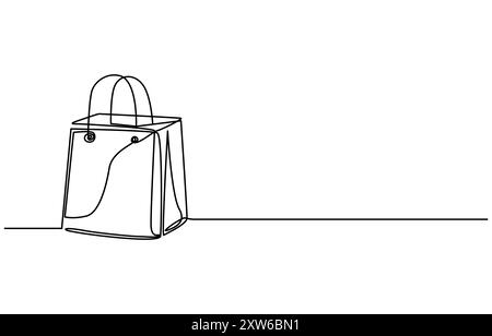 Shopping Bag Continuous Line Icon, Hand Drawn Shopping Bag Icon Vector Illustration Stock Vector