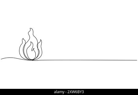 Minimalist silhouette of flame. One line drawing. Design template ...