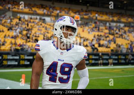 Pittsburgh, Pennsylvania, USA. 17th Aug, 2024. August 17, 2024: Shayne Simon #49 during the Pittsburgh Steelers vs Buffalo Bills at Acrisure Stadium in Pittsburgh PA. Brook Ward/AMG (Credit Image: © AMG/AMG via ZUMA Press Wire) EDITORIAL USAGE ONLY! Not for Commercial USAGE! Stock Photo