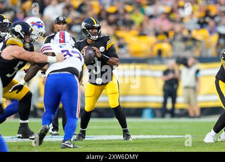 Pittsburgh, Pennsylvania, USA. 17th Aug, 2024. August 17, 2024: Russell Wilson #3 during the Pittsburgh Steelers vs Buffalo Bills at Acrisure Stadium in Pittsburgh PA. Brook Ward/AMG (Credit Image: © AMG/AMG via ZUMA Press Wire) EDITORIAL USAGE ONLY! Not for Commercial USAGE! Stock Photo