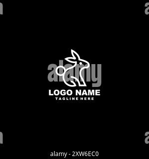 bunny line logo design vector Stock Vector