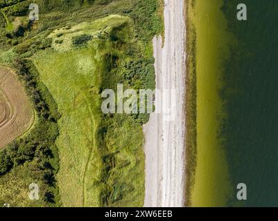 Aerial view of the beach at Naesbydale on the Limfjord along the west coast of Jutland, northern Denmark Stock Photo