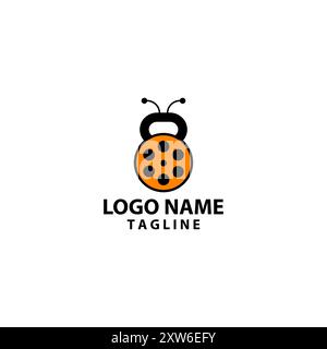 dumbbells bug logo design vector Stock Vector