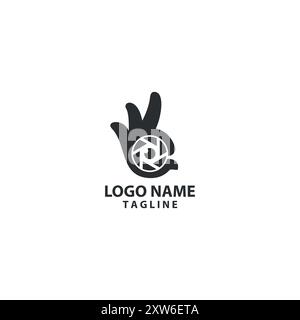 hand shutter logo design vector Stock Vector