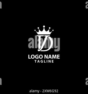 initial letter DJ crown monogram logo design vector Stock Vector