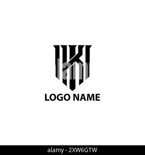 initial MK abstract shield logo design vector Stock Vector