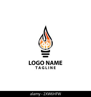 lamp fire logo design vector Stock Vector