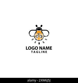 lamp firefly logo design vector Stock Vector
