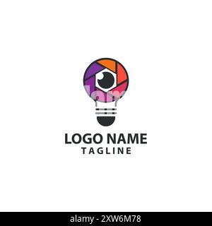 shutter lamp logo design vector Stock Vector
