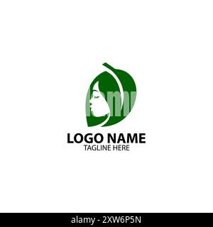 women leaves logo design vector Stock Vector
