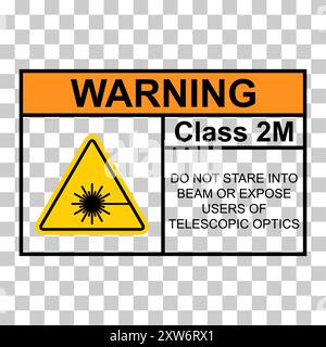 Laser radiation danger class 2M label icon, safety information symbol vector illustration . Stock Vector